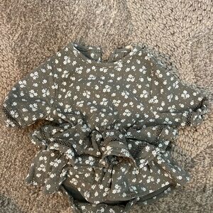 Quincy Mae Olive Floral Baby Romper